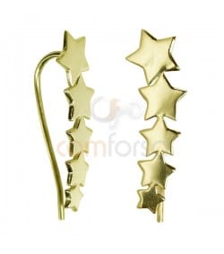 Sterling Silver 925 Gold Plated Stars Ear Crawler 8x25mm