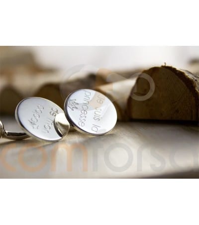 Sterling Silver 925 Engravable round cuff links 17 mm