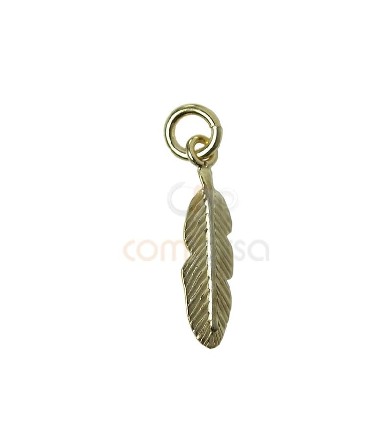 Sterling silver 925 gold-plated feather pendant 4x15 mm