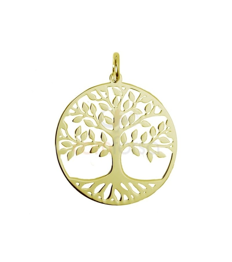 Sterling silver 925 gold-plated tree of life pendant 20 mm