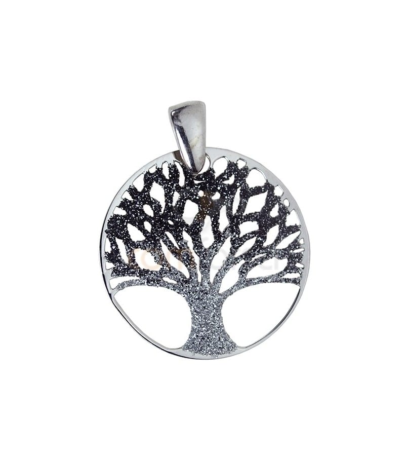 Sterling silver 925 life tree pendant 25 mm in grey