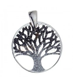 Sterling silver 925 life tree pendant 25 mm in grey