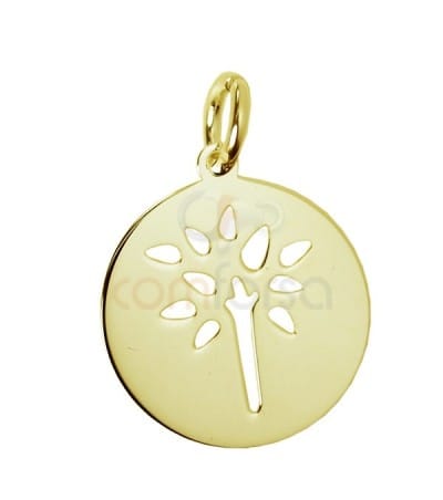Sterling silver 925 gold-plated tree pendant 13 mm