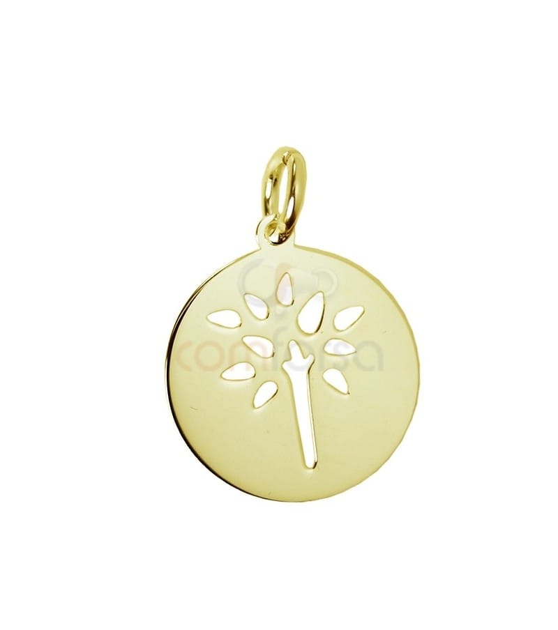 Sterling silver 925 gold-plated tree pendant 13 mm