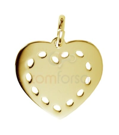 Sterling silver 925 gold-plated heart pendant 13 x 12 mm