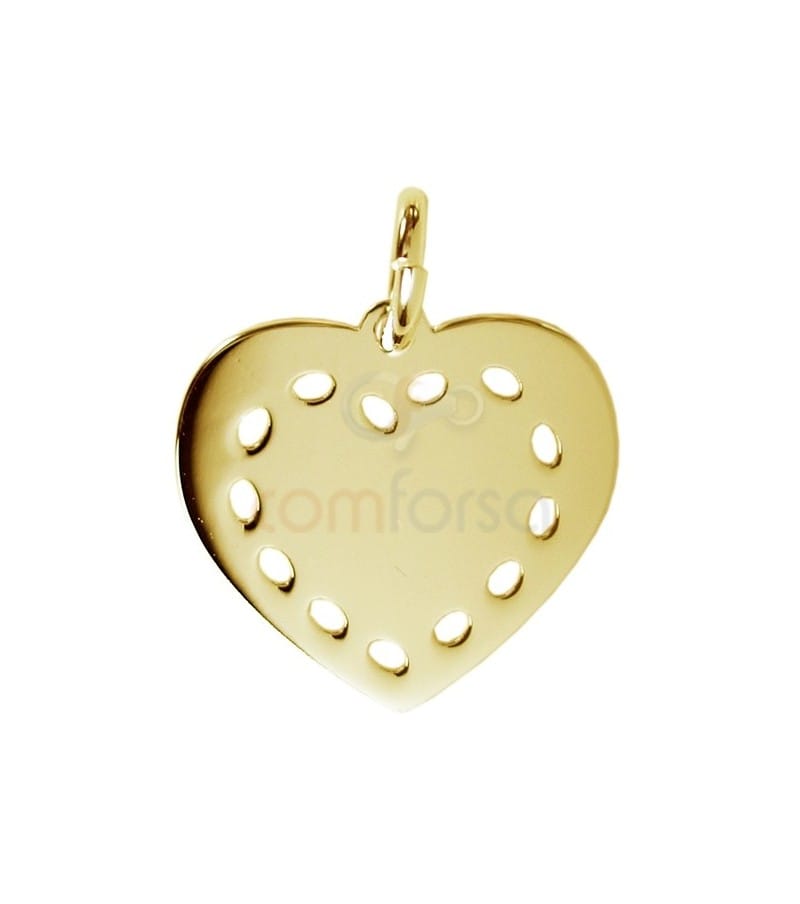 Sterling silver 925 gold-plated heart pendant 13 x 12 mm