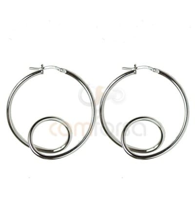 Sterling silver 925 hoop earring 36 mm