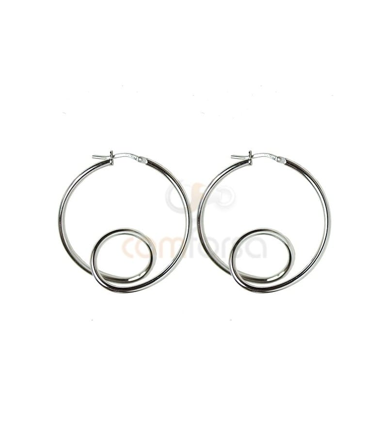 Sterling silver 925 hoop earring 36 mm