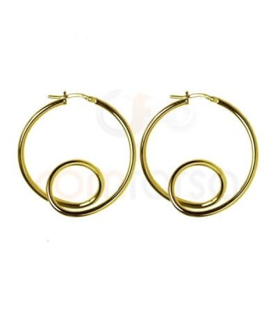 Sterling silver 925 gold plated hoop earrings 36 mm