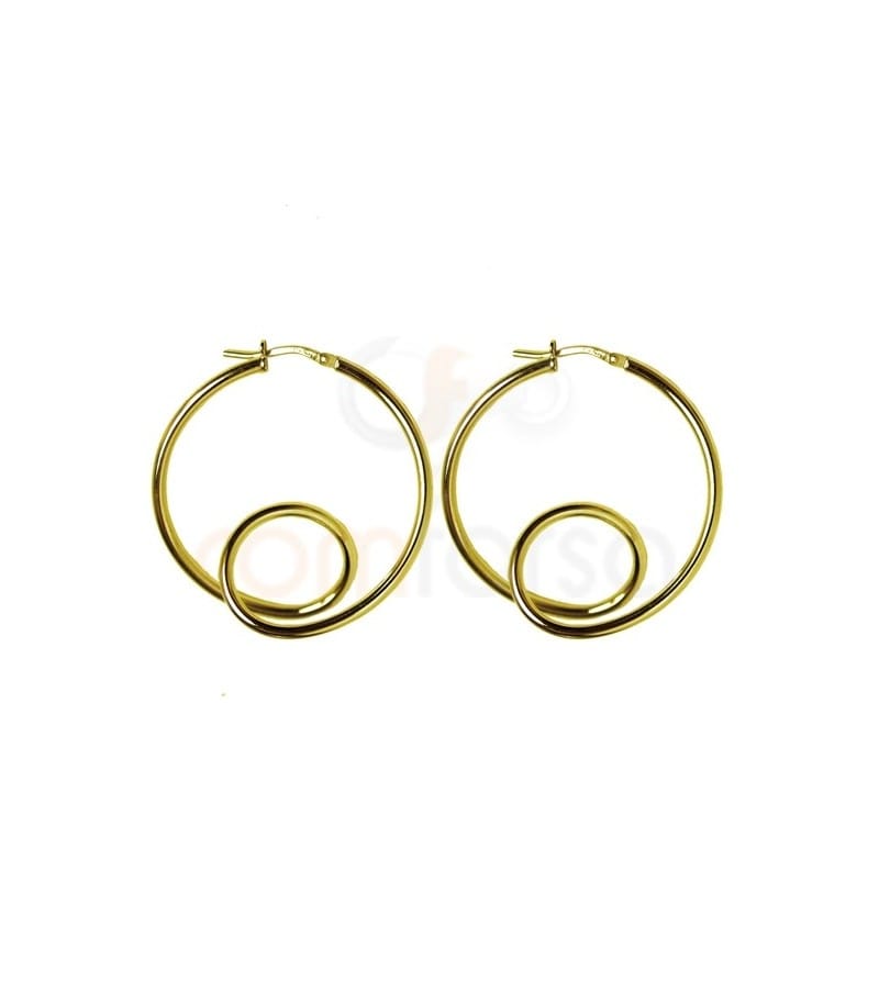 Sterling silver 925 gold plated hoop earrings 36 mm