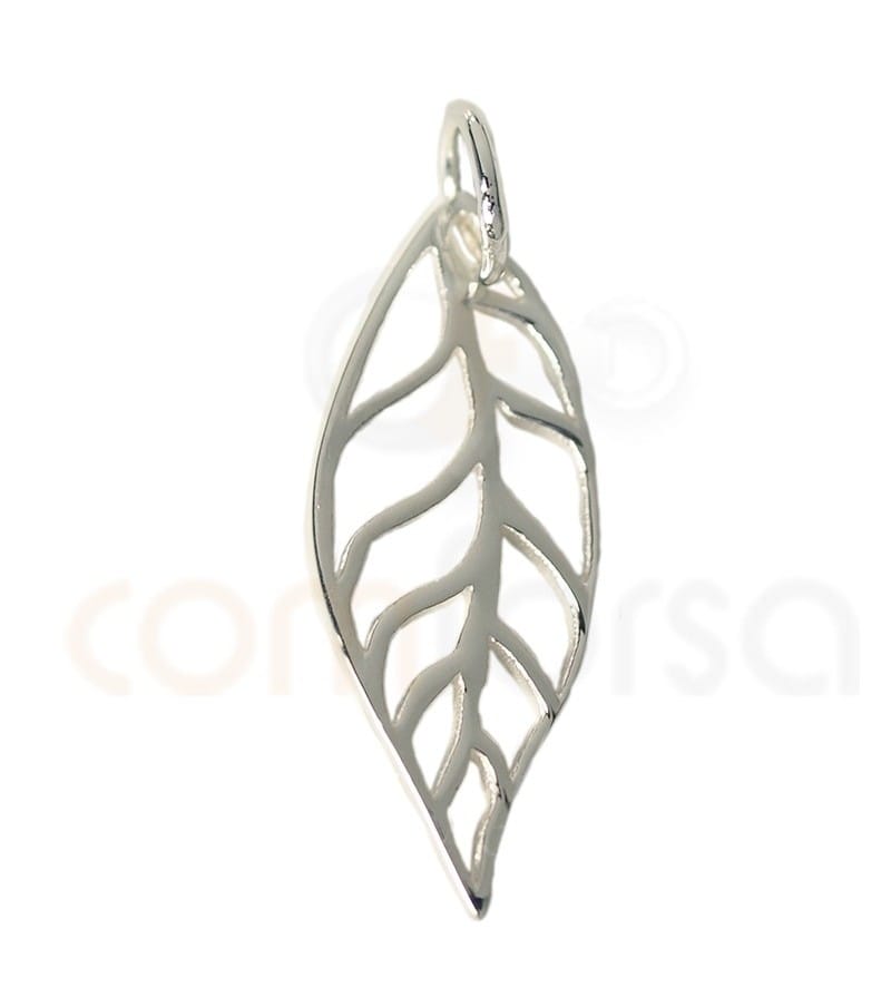 Sterling Silver 925 Leaf Pendant 10x25mm 