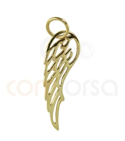 Sterling silver 925 gold-plated hollow wing pendant 8 x 26 mm
