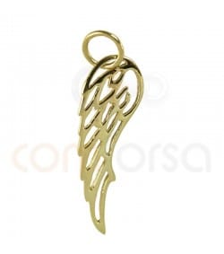 Sterling silver 925 gold-plated hollow wing pendant 8 x 26 mm