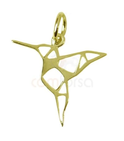 Sterling silver 925 gold-plated hummingbird pendant 16x15mm
