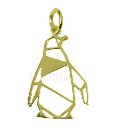 Sterling silver 925 gold-plated penguin pendant 13x19mm