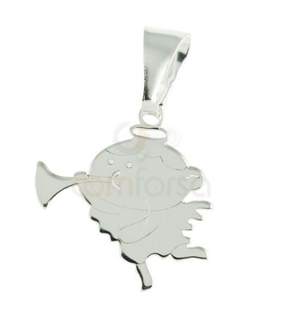 Sterling silver Angel with trumpet pendant 16 x 22 mm