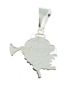 Sterling silver Angel with trumpet pendant 16 x 22 mm