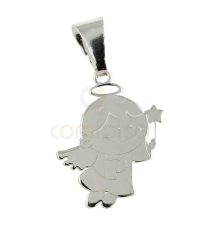 Sterling silver Angel with wand pendant 12 x 25 mm