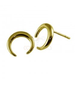 Sterling silver 925 gold-plated horn earring 12 mm