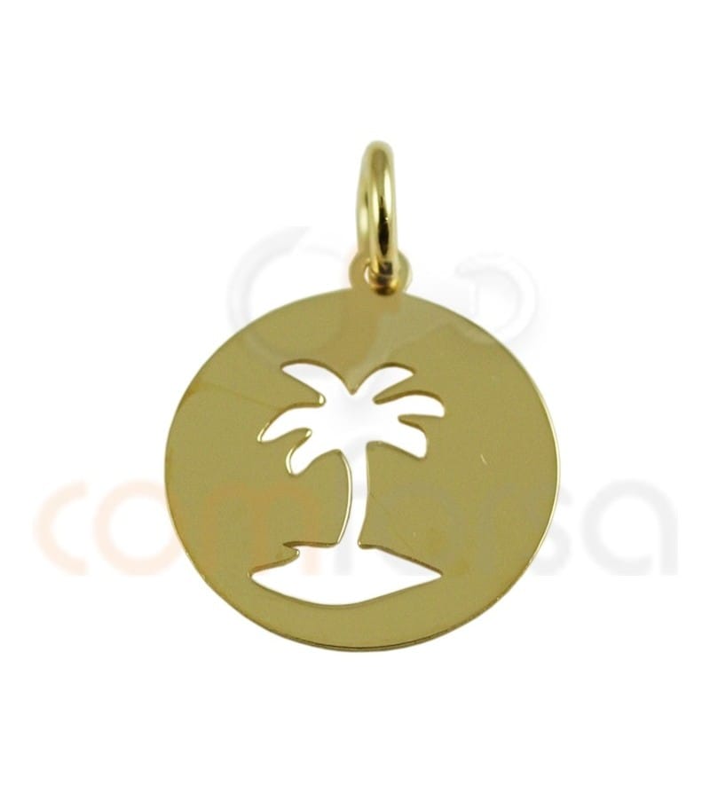 Sterling silver 925 gold-plated Palm tree pendant 13 mm