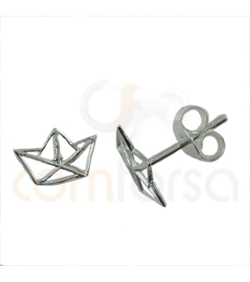 Sterling silver paper boat earring 10 mm