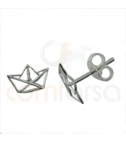 Sterling silver paper boat earring 10 mm