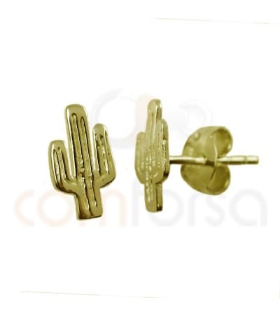Sterling silver 925 gold-plated cactus earrings 5 x 9mm