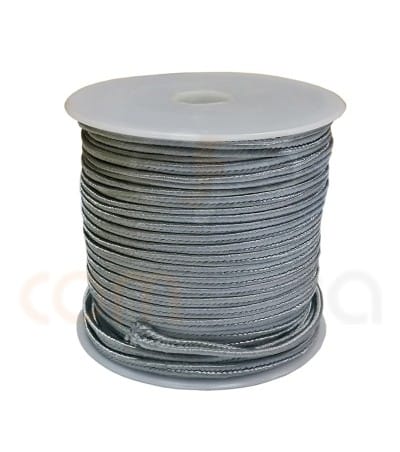 Flat braided cord  4mm  Silver
