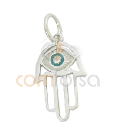 Sterling silver 925 ml Hamsa with stone 18x11mm