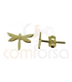 Sterling silver 925 gold-plated Dragonfly earrings  9.3x5.4mm