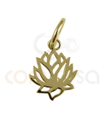 Sterling silver 925 gold-plated lotus flower pendant 9x11.5mm