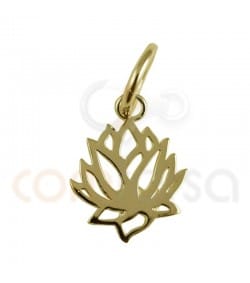 Sterling silver 925 gold-plated lotus flower pendant 9x11.5mm