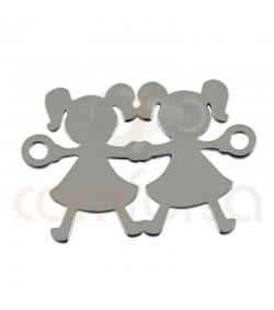 Sterling silver 925ml  girl and girl connector 20 x 12mm