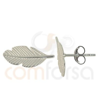 Sterling silver 925 leaf earrings 7x15 mm