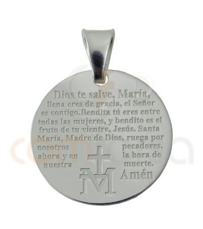 Sterling silver 925ml Ave Maria pendant in Spanish 20 mm