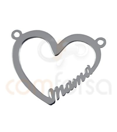 Sterling silver 925 "mama" heart pendant  21 x 17 mm