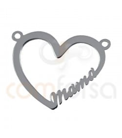 Sterling silver 925 "mama" heart pendant  21 x 17 mm