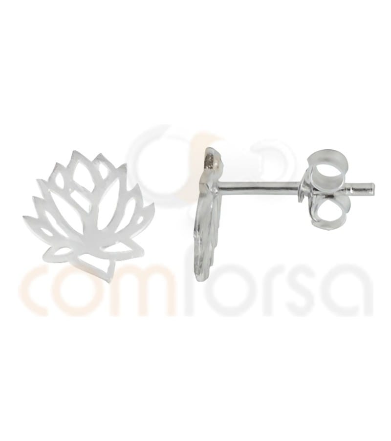 sterling silver lotus flower earrings 9 x 8.5 mm