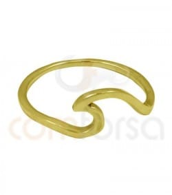 Sterling silver 925 gold plated wave ring