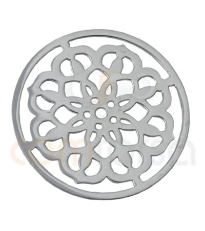 Sterling silver 925ml Mandala with flowers 15 mm