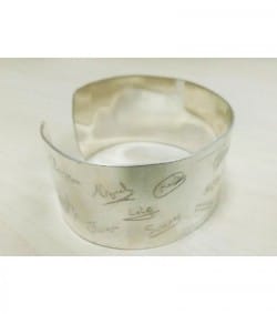 Sterling silver bracelet personalized with signatures for those who teach with the heart.