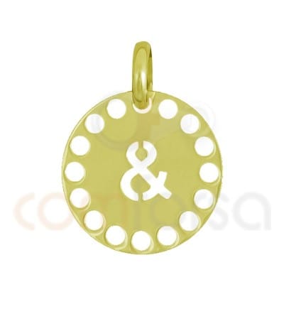 Sterling silver 925 gold-plated die-cut letter & pendant 14 mm