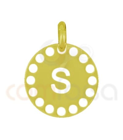 Sterling silver 925 gold-plated die-cut letter S pendant 14 mm