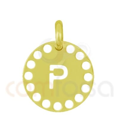 Sterling silver 925 gold-plated die-cut letter P pendant 14 mm