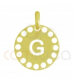 Sterling silver 925 gold-plated die-cut letter G pendant 14 mm