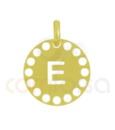 Sterling silver 925 gold-plated die-cut letter E pendant 14 mm