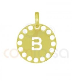 Sterling silver 925 gold-plated die-cut letter B pendant 14 mm