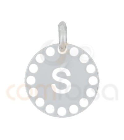 Sterling silver 925ml die-cut letter S medallion 14 mm
