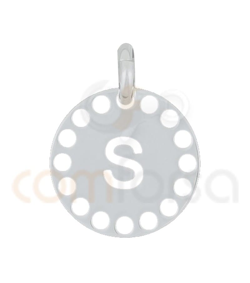 Sterling silver 925ml die-cut letter S medallion 14 mm