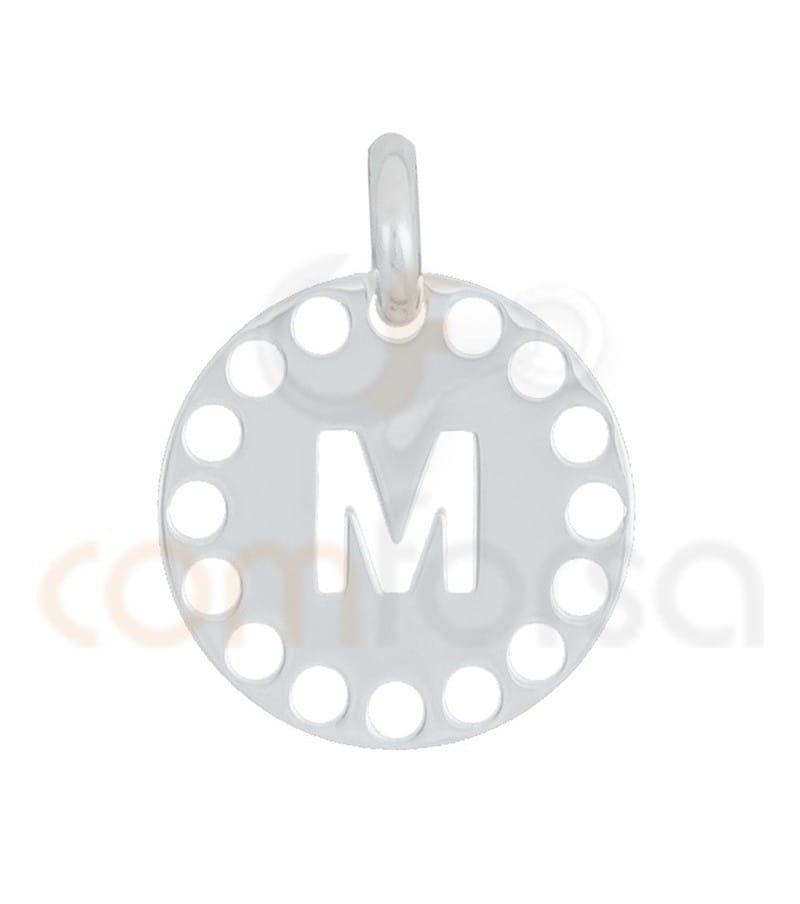 Sterling silver 925ml die-cut letter M medallion 14 mm